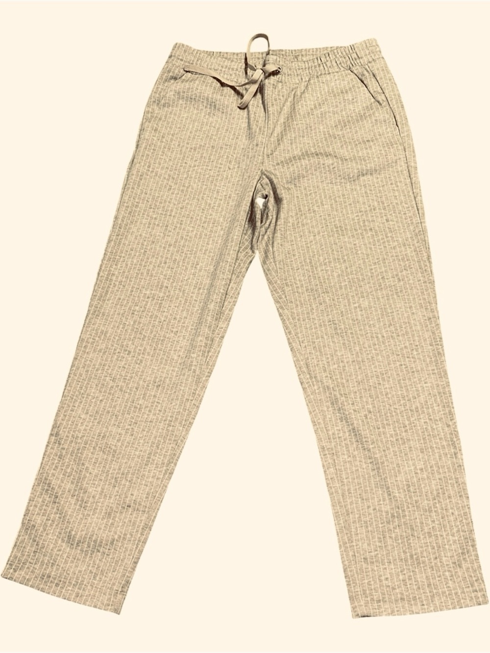 LOFT Neutral Ribbed Straight Leg Knit Pants in Beige